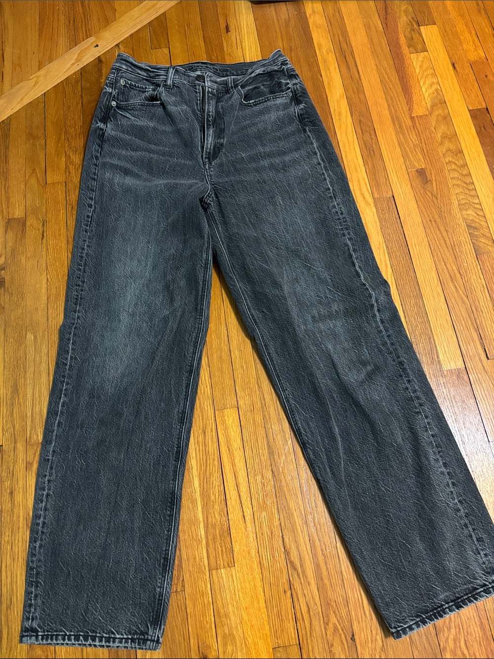 American Eagle Outfitters Faded Black Straight-Leg Jeans